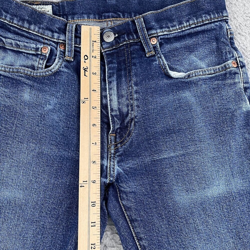 Levis 511 Mens Jeans 31x32 Blue Slim Straight Mid Rise Premium Distressed - Picture 9 of 11